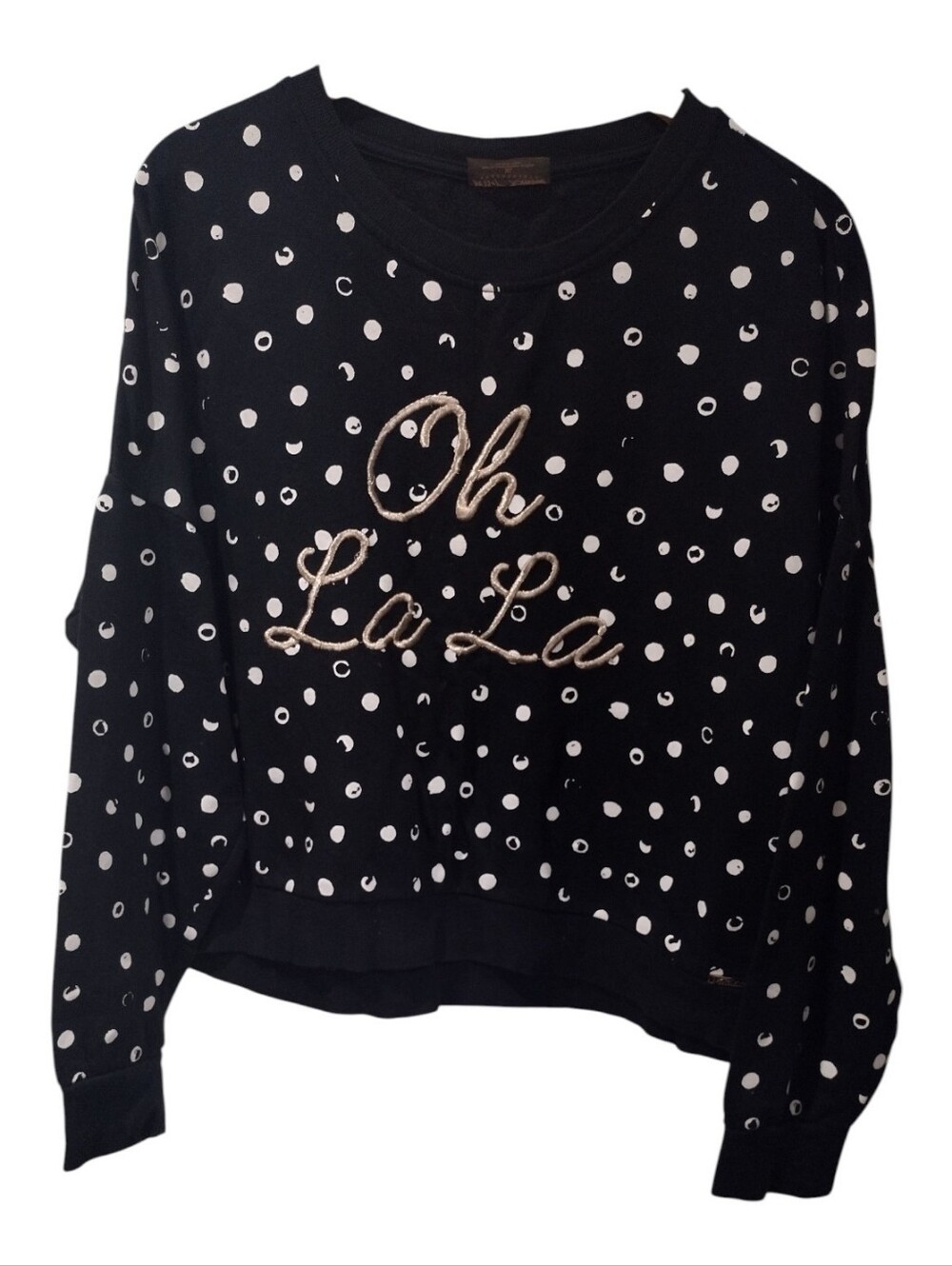 Betsey Johnson Black Crewneck Sweatshirt with Pink Label